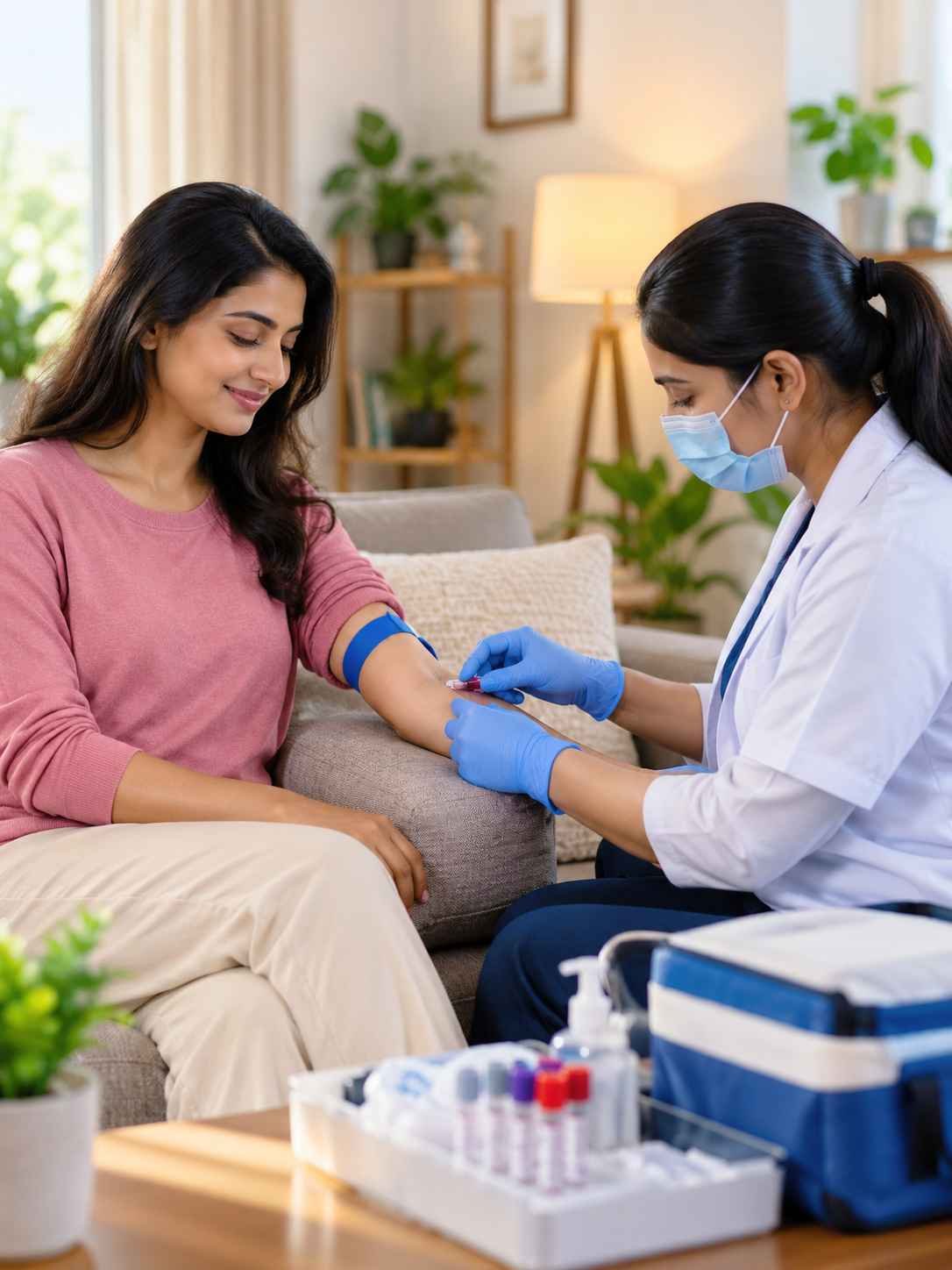 Healthcare professional prepared for home sample collection